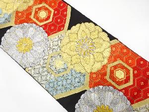 アンティーク　花に古典柄織り出し袋帯（着用可）